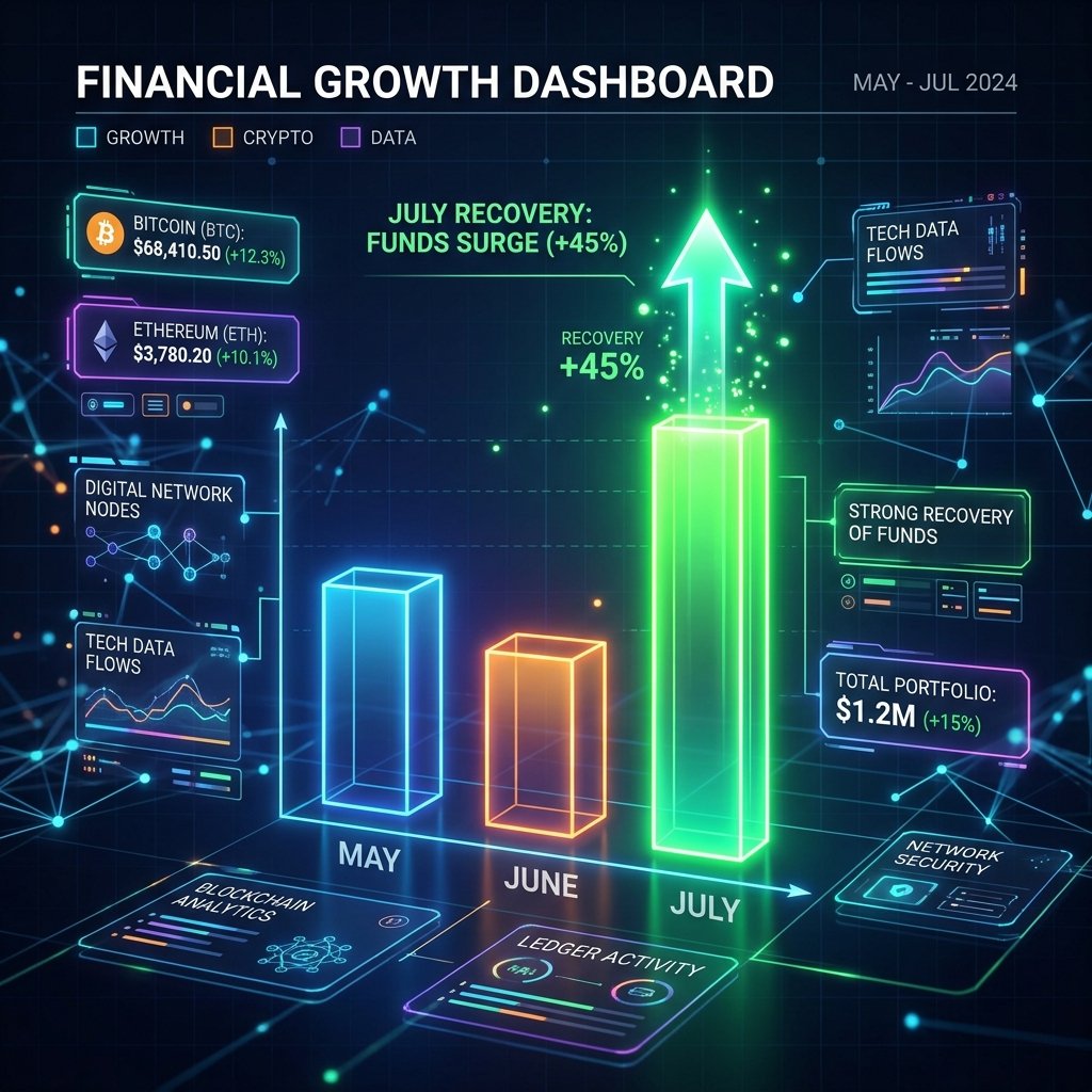 Biểu đồ dòng tiền đổ vào các quỹ ETF Bitcoin giao ngay tại Mỹ trong tháng 7/2026